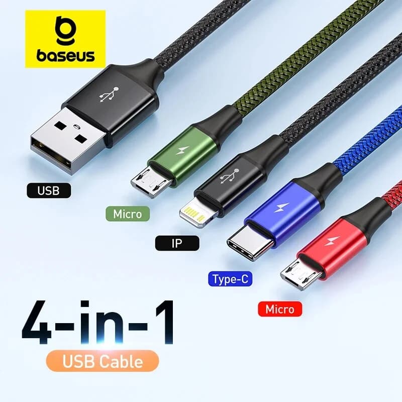 3-in-1 USB-oplaadkabel met Type-C, Micro en Lightning