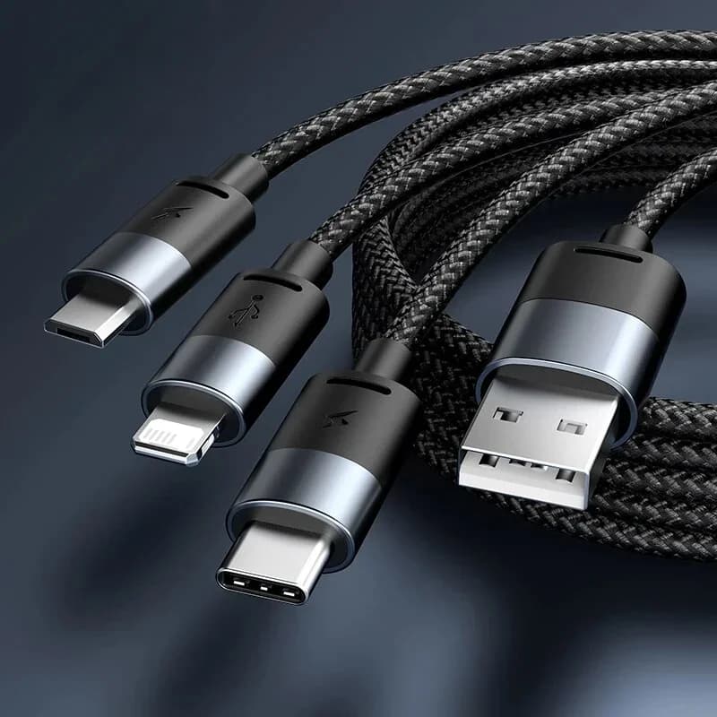 3-in-1 snellaadkabel met Type-C en Micro USB